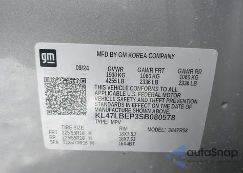 2025 Buick Envista Sport Touring Fwd from USA, damaged, VIN KL47LBEP3SB080578